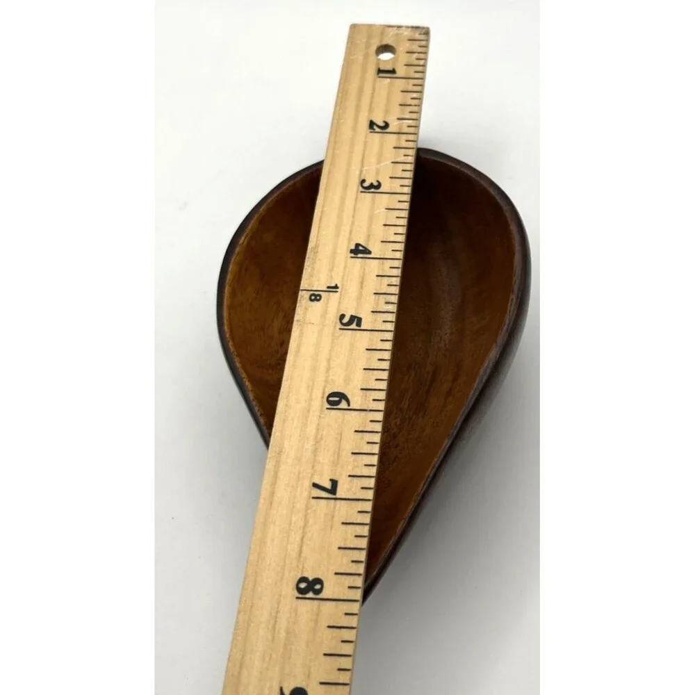 Vtg Hand Carved Teardrop Shape Rustic Wooden Serving Scoop Kitchen Decor